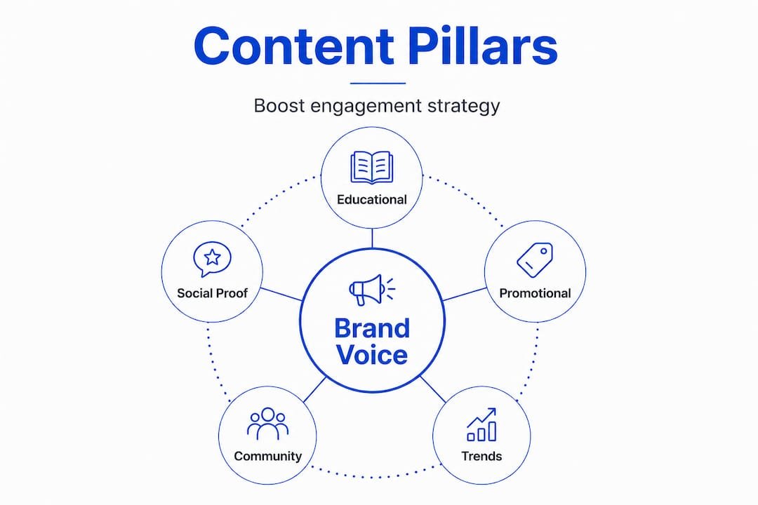 Infographic showing social media content pillars hierarchy