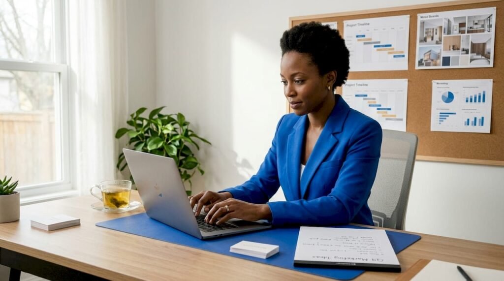 Small business owner working with automation tools