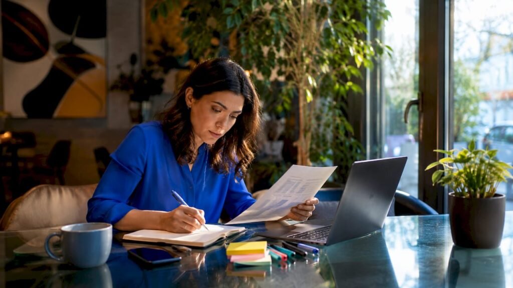 Marketing strategist planning SEO strategy at desk
