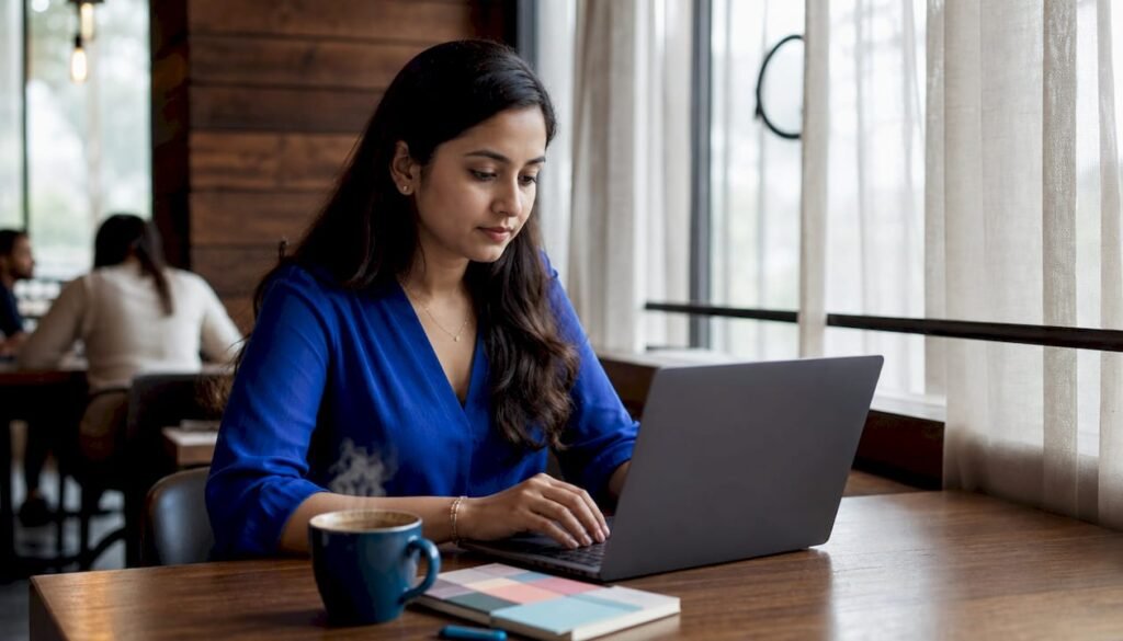 Small businesswoman working on content laptop