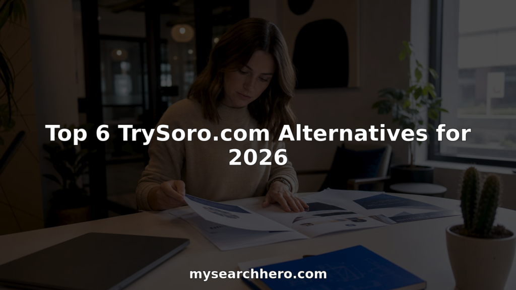 Woman comparing SEO service brochures at desk