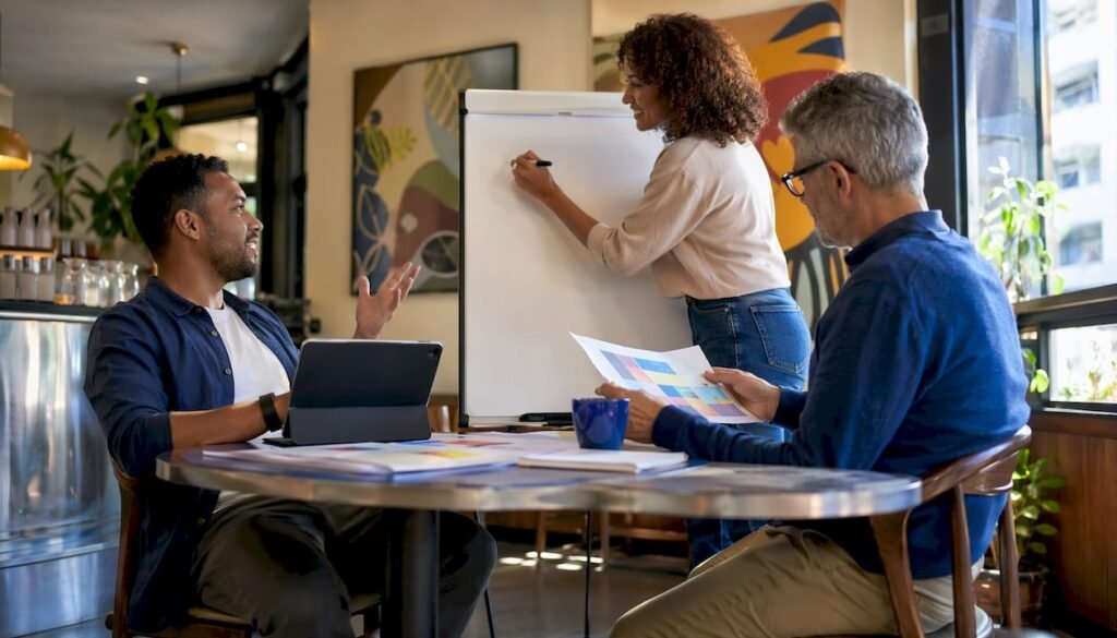 Team collaborating on digital marketing strategy