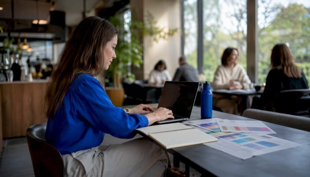 Marketer working on multi-channel content strategy