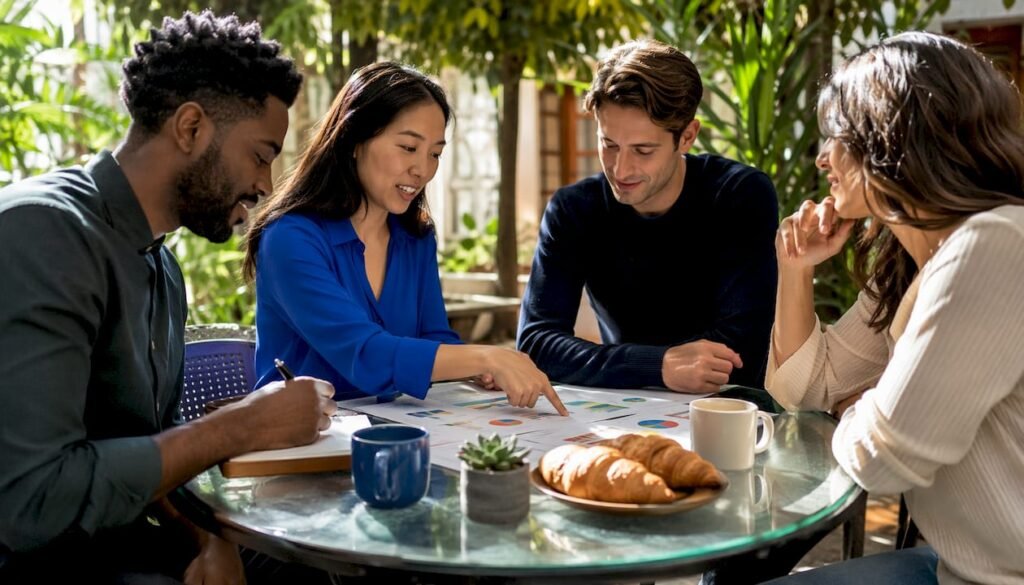 Marketing team collaborating in conference room