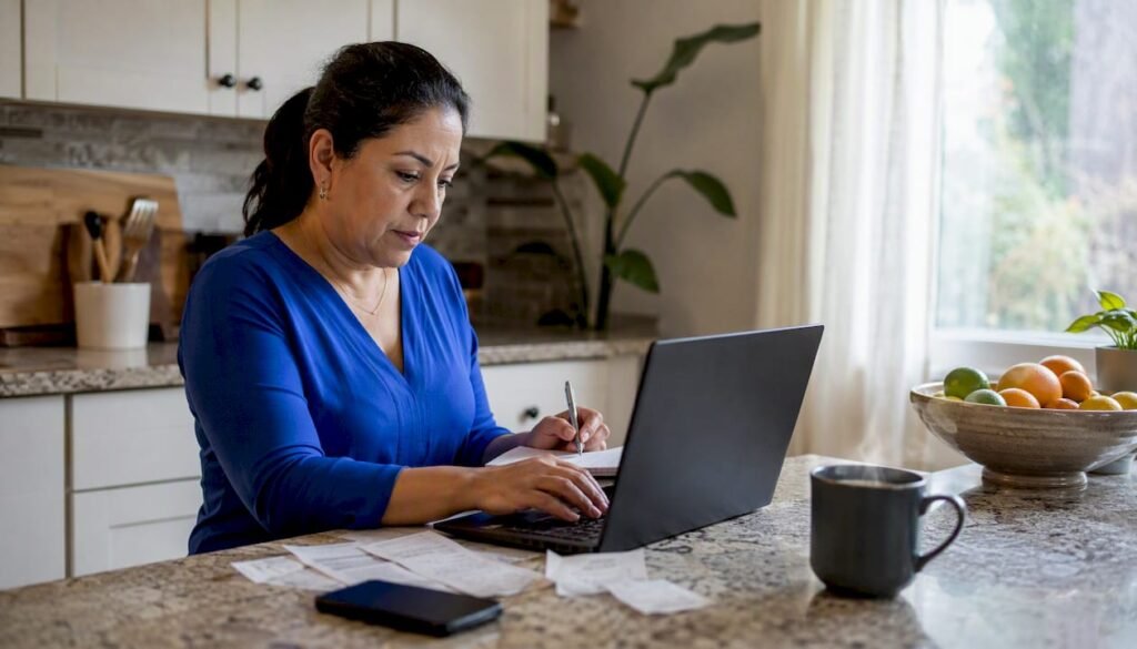 Small business owner working with marketing tools
