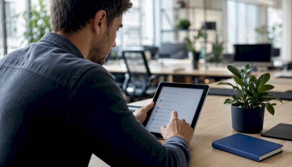 Hands checking local SEO checklist on tablet