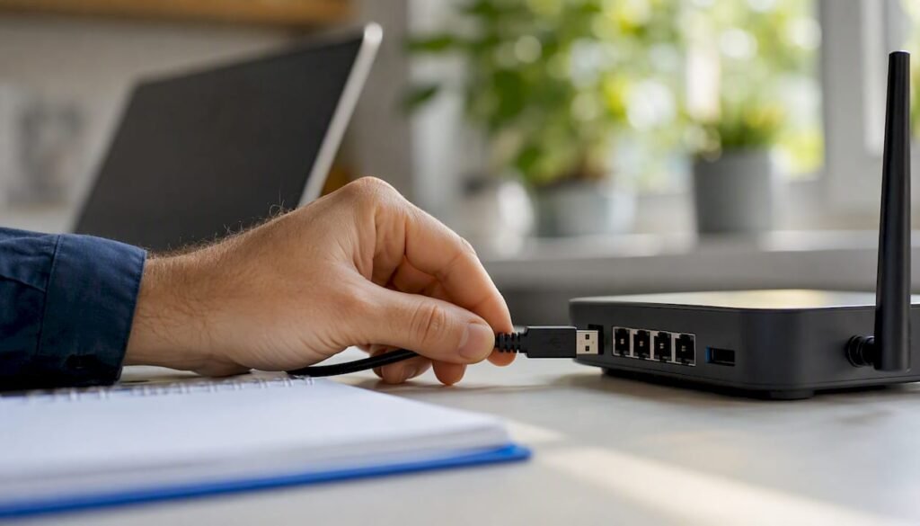 Hand connecting cable symbolizing SEO link building