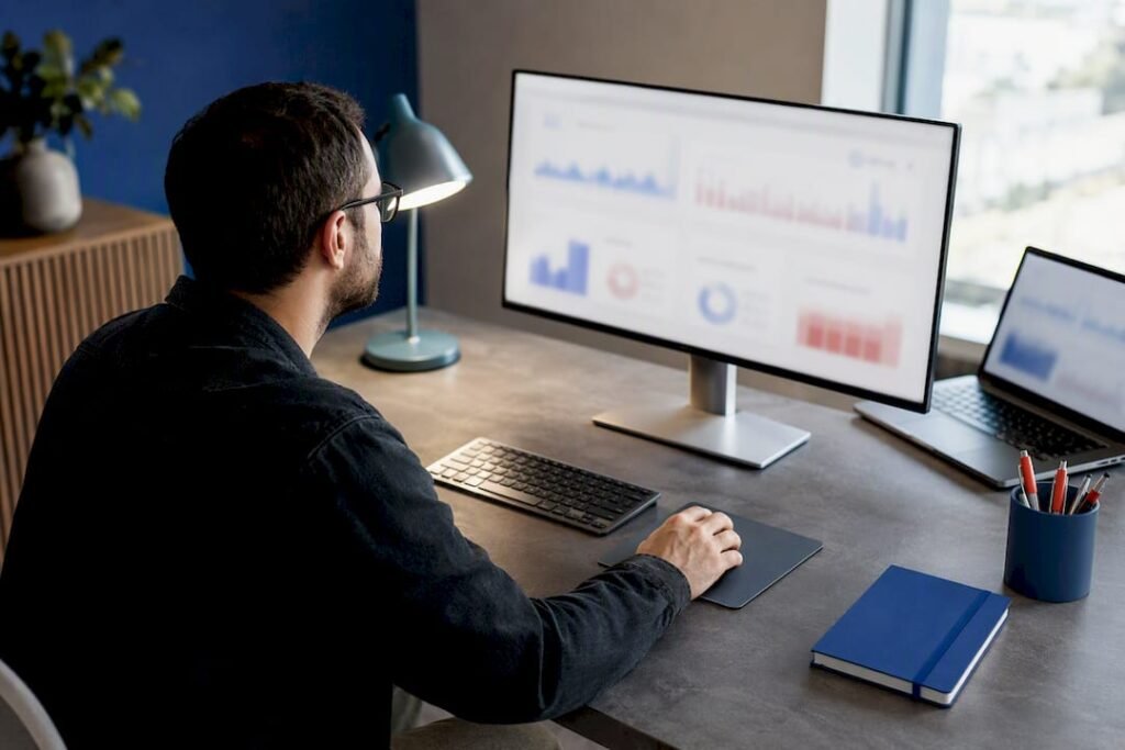 SEO specialist reviewing backlink profile data