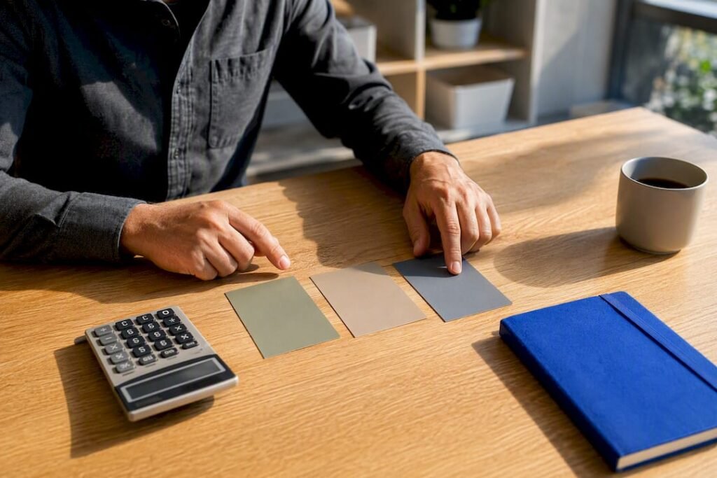 Small business owner reviewing SEO budget options