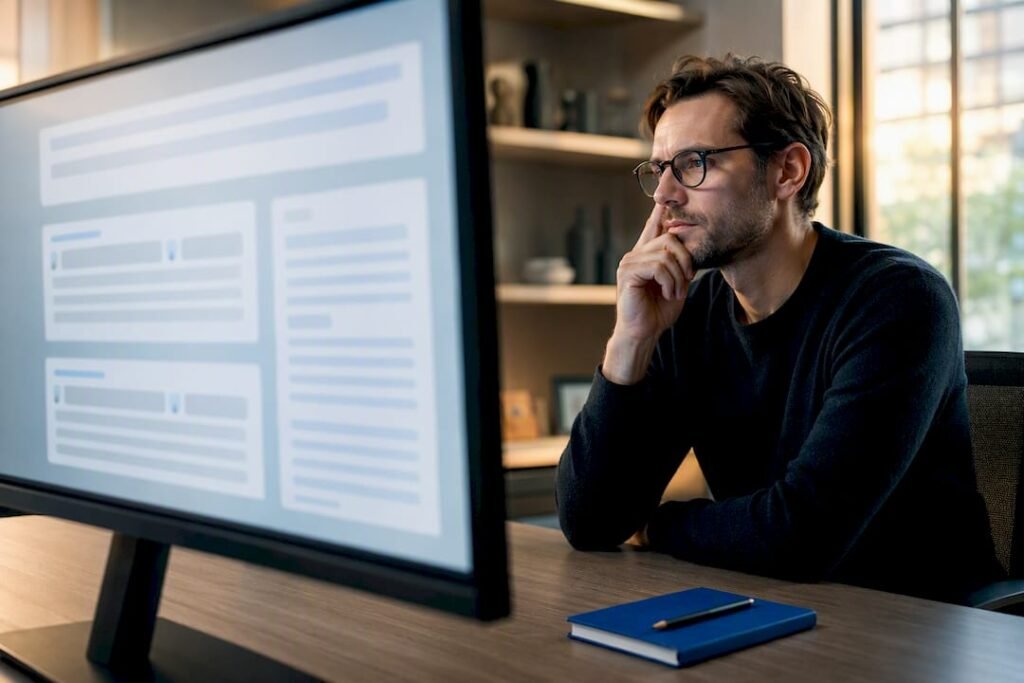 Strategist reviewing AI search citations