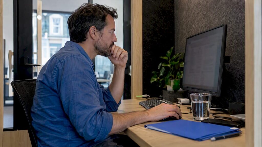 Business owner comparing search performance data